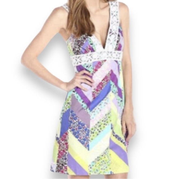 Trina Turk Patchwork Sleeveless Sheath Dress Size 2 - Picture 2 of 8